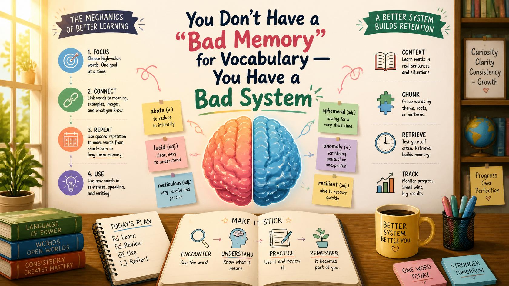 You Don't Have a "Bad Memory" for Vocabulary — You Have a Bad System